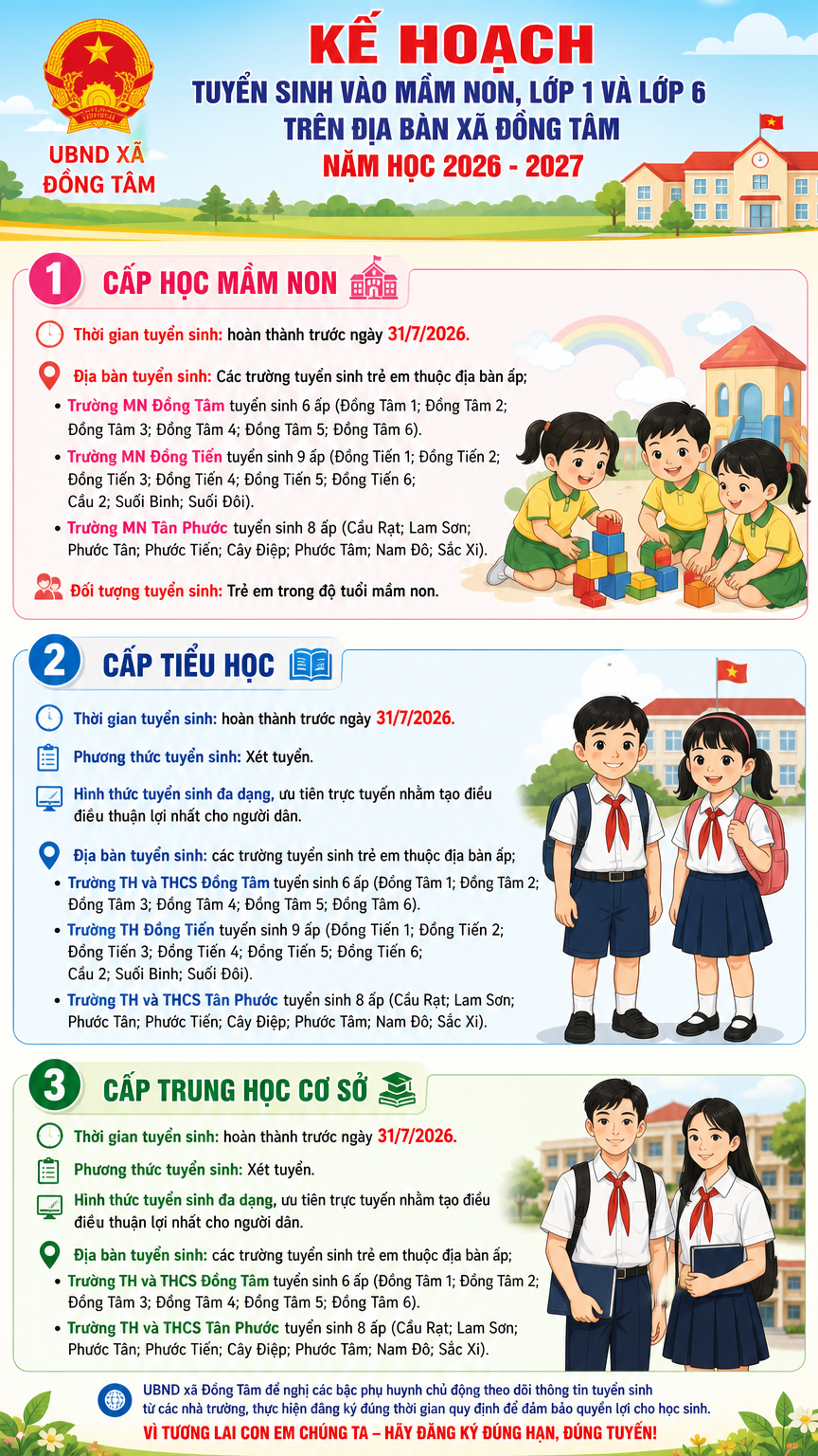 Infographic tuyển sinh xã Đồng Tâm 2026 2027
